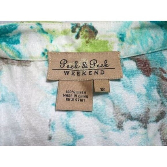 Peck & Peck Weekend Womens Open Shirt Top Size 12 100% Linen - Picture 4 of 5